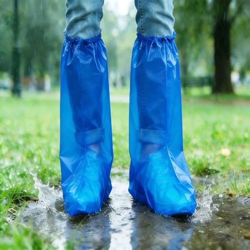 20Pcs(10 pairs) Thickened Waterproof Shoe Covers for Rain, Clear Rain Shoe Covers, One Size Fits Most - color: Blue, size: 10P L Adults