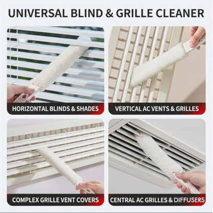 5-in-1 Window Blind Duster with 2 Microfiber Sleeves, Detail Cleaning Brush for Air Conditioner Vent, Shutter, Fan Blade, Keyboard, Nozzle - color: White 5-in-1 Brushes+5 Clothes