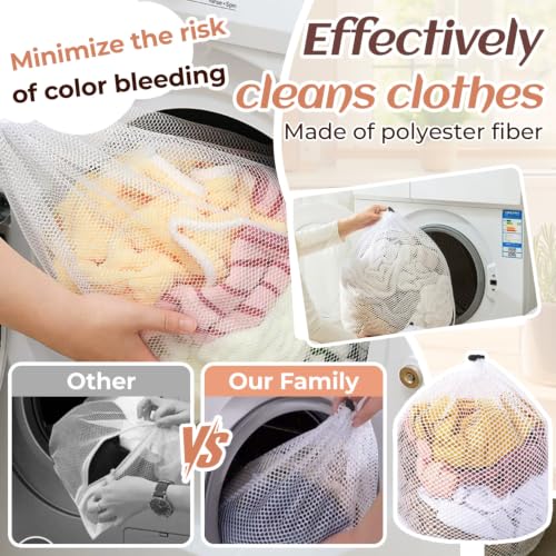 3 Pcs Mesh Laundry Bags for Socks, Drawstring Wash Bags for Delicates, Machine Washable Travel Laundry Organizer, Coarse Mesh 12x16in + 16x20in + 20x24in - color: 3 Pcs
