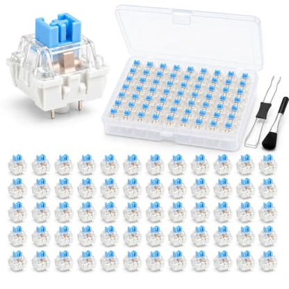 60 Pcs Mechanical Keyboard Switches, 3-Pin Clicky Tactile Dustproof Keyboard Switch Replacement Kit with Switch Puller and Cleaning Brush for Keyboard DIY