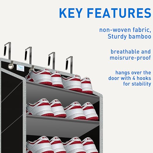 10 Tiers Shoe Organizer for Closet, 20 to 30 Pairs Shoe Rack Door - color: Grey