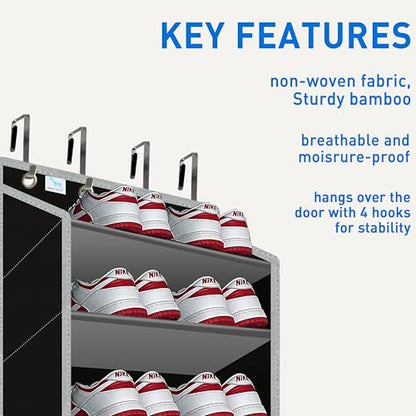 10 Tiers Shoe Organizer for Closet, 20 to 30 Pairs Shoe Rack Door - color: Grey