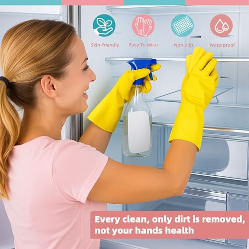 Xgunion Rubber Cleaning Gloves 5 Pairs Non-Slip Reusable (M) - size: Medium