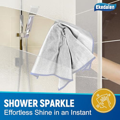 Ekedalen Microfiber Cleaning Cloth Lint Free Glass Polish, Silver-Blue - color: Silver-blue