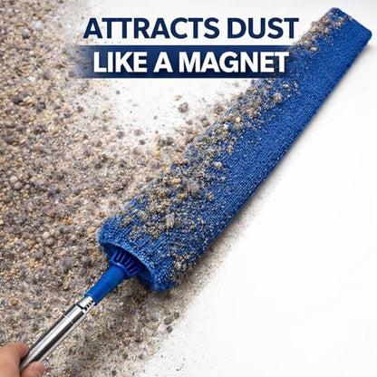 Retractable Gap Dust Cleaner with Extension Pole & 3 Microfiber Cloths - color: Blue