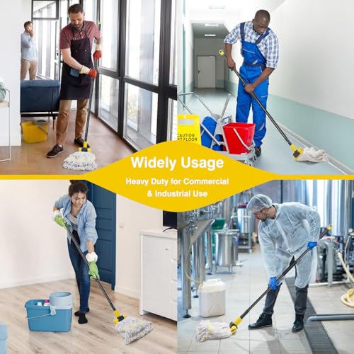 KeFanta Metal Mop Handle Commercial Heavy Duty,58" Industrial Mop Stick - color: Yellow