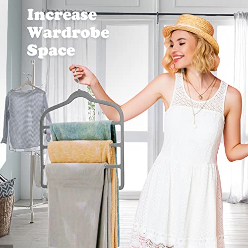 Tinfol Gray Velvet Pants Hangers Space Saving, 4pc Non-Silp Pant Hanger, Jeans Slack Trousers Hangers, Multi Layer Clothes Hanger Closet Organizer Perfect for Pants,Trouser,Jeans - color: Gray