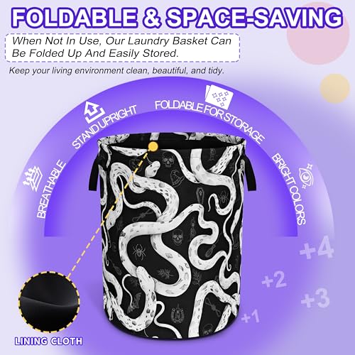 Snake Crawling Laundry Basket Foldable Oxford Cloth Hamper 18.9 x 16.5 Inch - color: Snake Crawling