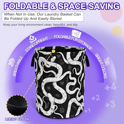 Snake Crawling Laundry Basket Foldable Oxford Cloth Hamper 18.9 x 16.5 Inch - color: Snake Crawling