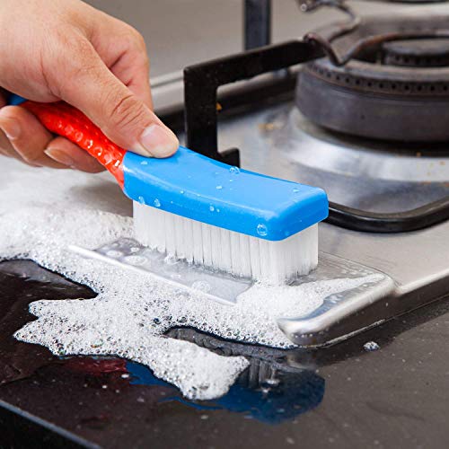 Scrub Brush Comfort Grip & Flexible Stiff Bristles Heavy Duty for Bathroom Shower Sink Carpet Floor, Blue Red - color: Blue Red