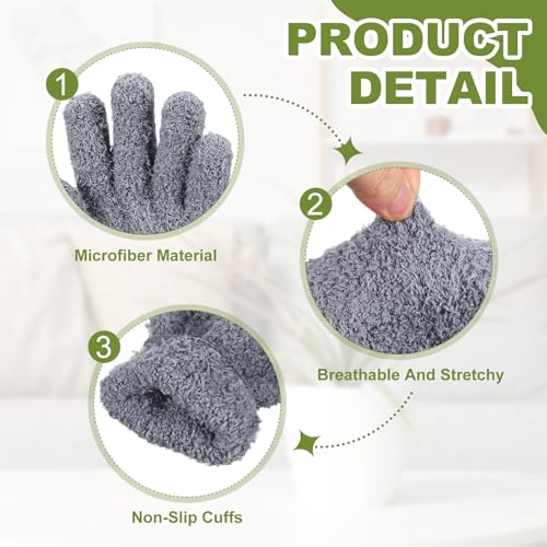 uxcell Microfiber Gloves, Reusable Washable Plant Dusting Gloves Cleaning Mittens for Auto Plants Household - color: Gray