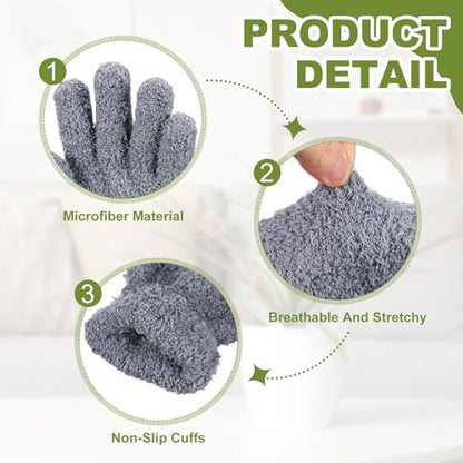 uxcell Microfiber Gloves, Reusable Washable Plant Dusting Gloves Cleaning Mittens for Auto Plants Household - color: Gray