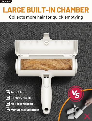 ORDORA Pet Hair Remover Roller, Reusable Lint Roller for Dog and Cat Hair - color: A:white