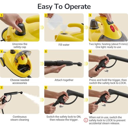 STEAMBOT® Heavy Duty Steam Cleaner for Home, 2L Tank Extended 20.3 ft Reach