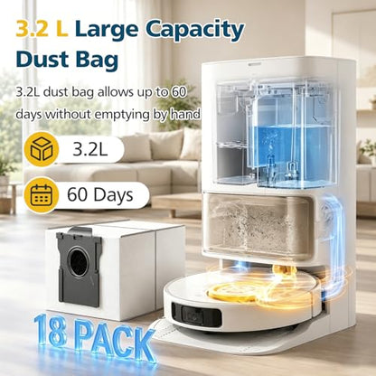 18 PACK Dust Bags for Dreame L40 Ultra Gen 2/L40 Ultra/X40 Ultra/X50 Ultra