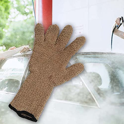 SagaSave Multi-Function Microfiber Gloves Cleaning Dusting Coral Fleece Home Cleaning Gloves Truck Auto Gloves - color: Gray+green