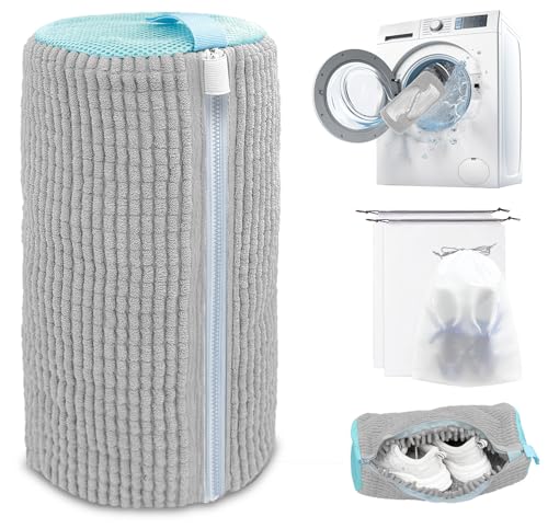 Shoe Washing Machine Bag,Laundry Shoe Bag for Washer and Dryer,Reusable Shoe Cleaning Bag for Sneakers,Tennis Shoes,With Self-locking Zipper, Microfiber Inside,Include Shoe Bag (Pro Grey - 1 Pack) - color: Pro Grey - 1 Pack