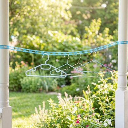 3 Rolls Clotheslines Portable Anti-Slip & Windproof Clothesline with Hooks Strong Durable Windproof Nylon Laundry Clothes Line for Indoor Outdoor Camping Travel, 16ft/Roll