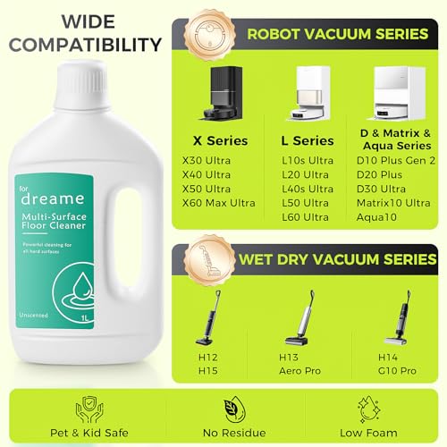 Accessories Kit & Floor Cleaning Solution Compatible with Dreame X40 Ultra/L40 Ultra Robot Vacuum, No Residue, Low Foam,28PCS Replacement Parts