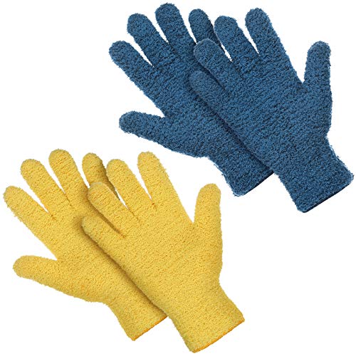 Patelai 2 Pairs Microfiber Gloves for Plants,Yellow, Dark Blue,Large - color: Yellow, Dark Blue, size: Large (2 Pairs)