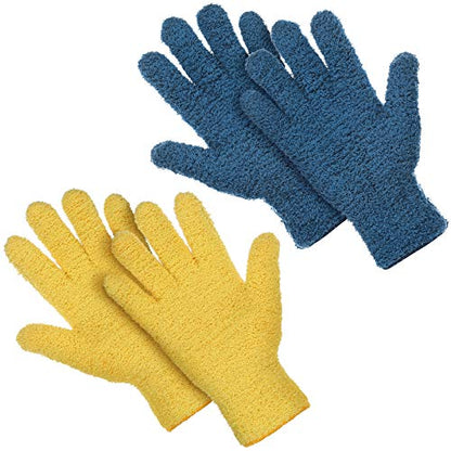 Patelai 2 Pairs Microfiber Gloves for Plants,Yellow, Dark Blue,Large - color: Yellow, Dark Blue, size: Large (2 Pairs)