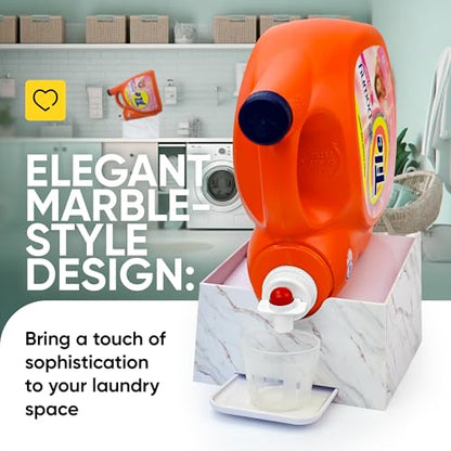 Skywin Liquid Laundry Detergent Dispenser Holder with Drip Tray - 1 Pack - color: Marble