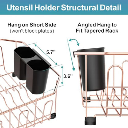 GSlife Small in Sink Dish Drying Rack - Stainless Steel for RV Kitchen - color: Rose Gold, size: Medium - 14.4" x 13.1" x 5.3"