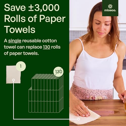 mioeco 24 Pack Reusable Kitchen Paper Towels, Organic Multicolor Cloths - size: 24 Pack Warm Earth