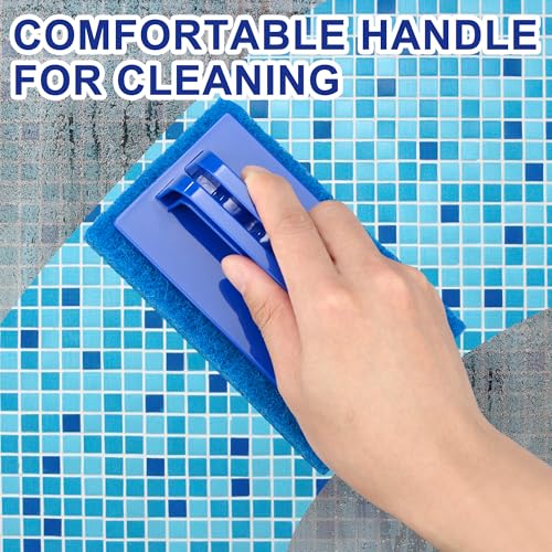 3 Pack Hand-Held Pool Scrub Brush Pool Cleaning Sponge Scrubber Brush Replaceable Scrubbing Scouring Sponge Pad for Swimming Pools Shower Tile Step Corner Liners Walls Sink Spas Tubs Kitchen Bathroom