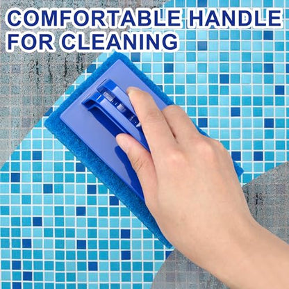 3 Pack Hand-Held Pool Scrub Brush Pool Cleaning Sponge Scrubber Brush Replaceable Scrubbing Scouring Sponge Pad for Swimming Pools Shower Tile Step Corner Liners Walls Sink Spas Tubs Kitchen Bathroom
