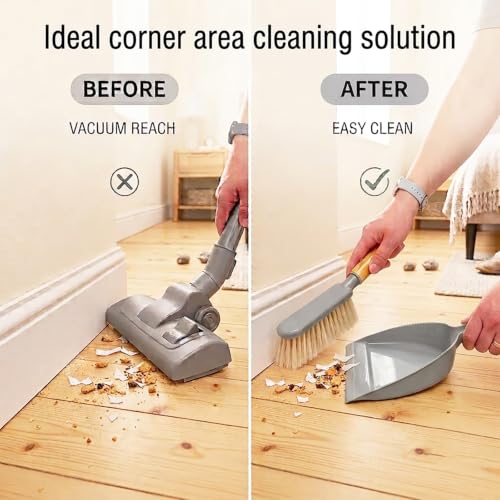Dustpan and Brush Set -Small Broom Dustpan Set, Hand Broom and Dust Pan for Pet, Car, Dorm, Comping (Gray) - color: Gray