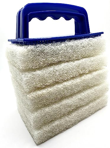 Handled Bath Scrubber 6 Piece White Non-Scratch Cleaning Scrub Sponge