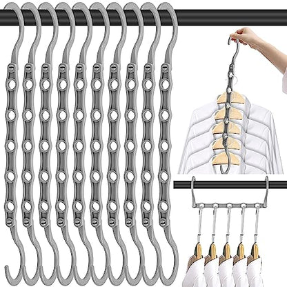 10 Pack Space Saving Hangers, Closet Organizers & Storage for Clothes, Gray - color: Gray