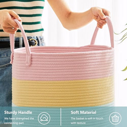 60L Rainbow Hamper Baby Girls Kids Laundry Basket - color: Pastel Rainbow, size: Large (60L)