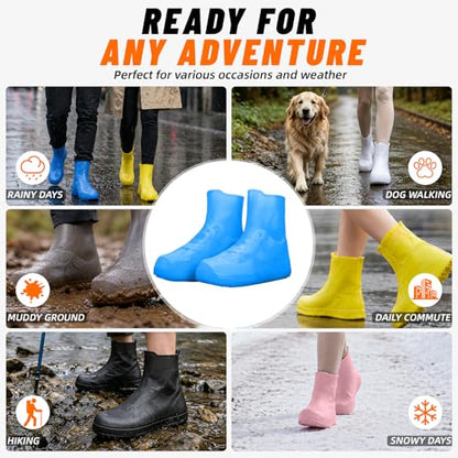 Waterproof Shoe Covers, Reusable Silicone Rain Shoe Covers, Blue, XL - color: Blue, size: XL