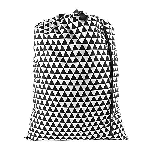 SWISSELITE Heavy Duty Laundry Bag, Large Travel Dirty Clothes Bag - color: Triangle Black