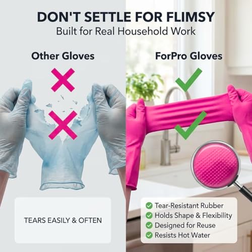 ForPro Premium Natural Rubber Gloves, 6-Pair, X-Large, Cotton Candy - color: Cotton Candy, size: X-Large