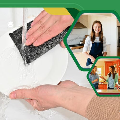 Steel Wool Scrub Sponges, Non Scratch Kitchen Dish Scrubbers - size: 6 Pack