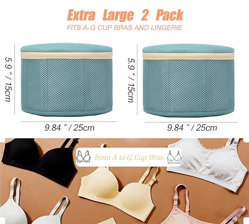 Bra Washing Bag for Delicates, Shape-Retaining, 2 Pack Lingerie Laundry Bag - color: Green, size: X-Large