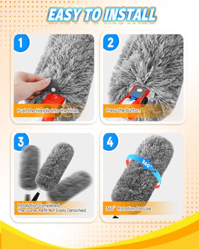 KEEPOW 4 Pack Upgraded Duster Refills Compatible with OXO Extendable Duster - color: Grey-4 Pack
