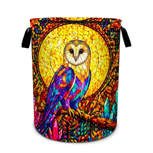 Owl Laundry Basket Foldable Laundry Hamper With Handles Clothes Storage Bucket Organizer Laundry Bag For Bedroom Bathroom Laundry Storage 19.6 x 15.7 - color: Owl