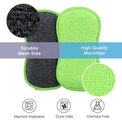 HOMEXCEL Dish Sponge 12 PK, Microfiber Kitchen Sponges for Cleaning, Green - color: Green