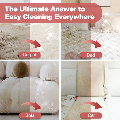 Upholstery Carpet Cleaner, MUJERBAY 12Kpa Portable Spot and Stain Cleaner, Easy Move with Universal Wheels & Handle, 1.23-inch Deep Cleaning Machine for Couch, Stairs, Car and Pet Messes. RED - color: White Red