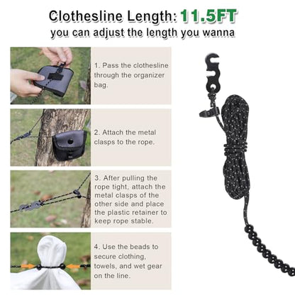 EXVITAL Portable Travel Clothesline Lightweight Camping Clothes Line