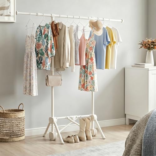 Small Clothes Rack, Foldable Clothing Rack with 3 Adjustable Height