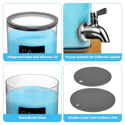Glass Laundry Detergent Dispenser with Holder,1.1 Gallon Laundry Liquid Dispensers with Stainless-Steel Tap,Large Glass Fabric Softener Containers with Stand for Laundry Room Organization - size: 2 pcs