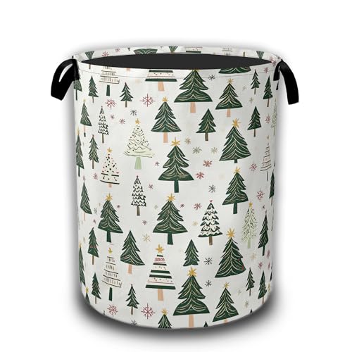 Christmas Pine Tree Laundry Basket,Waterproof Foldable Laundry Hamper,Dirty Clothes Basket, Linen Bin Storage Organizer Collection 16" x 20.8" - color: Christmas Pine Tree