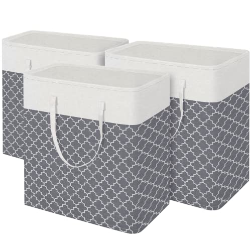 BlissTotes 3-Pack Laundry Basket, Laundry Hamper, Light Grey, 100L - color: Light Grey, size: 100L