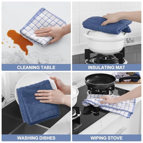 Homaxy Large Premium Cotton Kitchen Towels 16"x 28", 12 Pack, Navy Blue - color: Navy Blue, size: 16" X 28" - 12 Pack