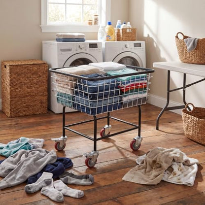 Rolling Laundry Cart with Wheels, Durable Metal, 2.5-Bushel - size: 2.5 Bushel